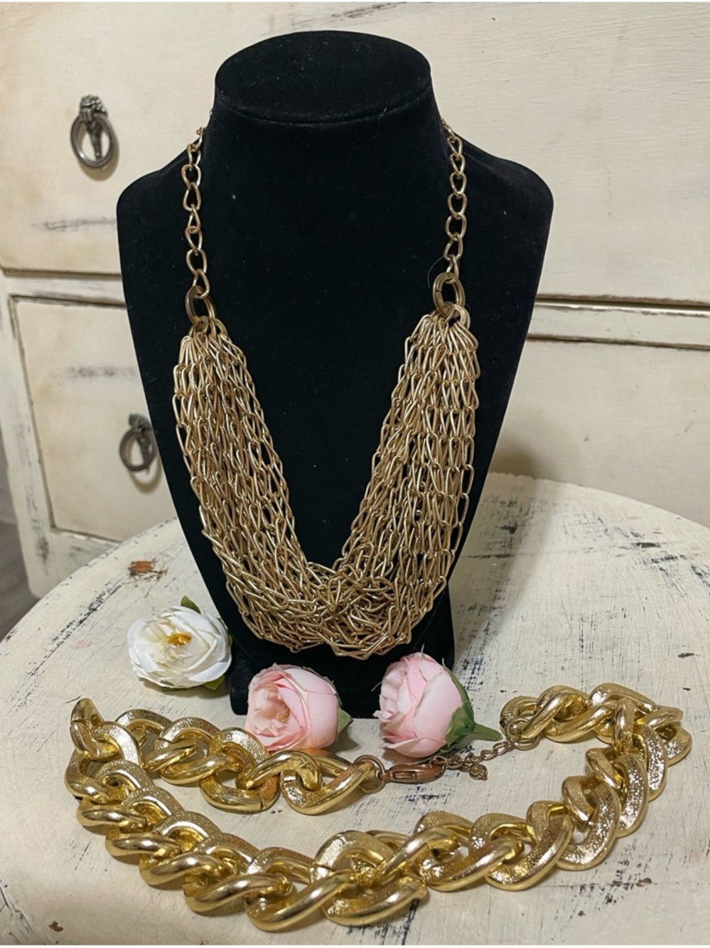Gold Multi-Chain Statement Necklace - Elegant Layered Women’s Jewelry